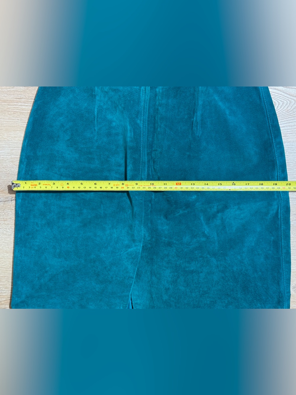 Vintage Teal Green Suede Leather Mini Skirt - Picture 6 of 6